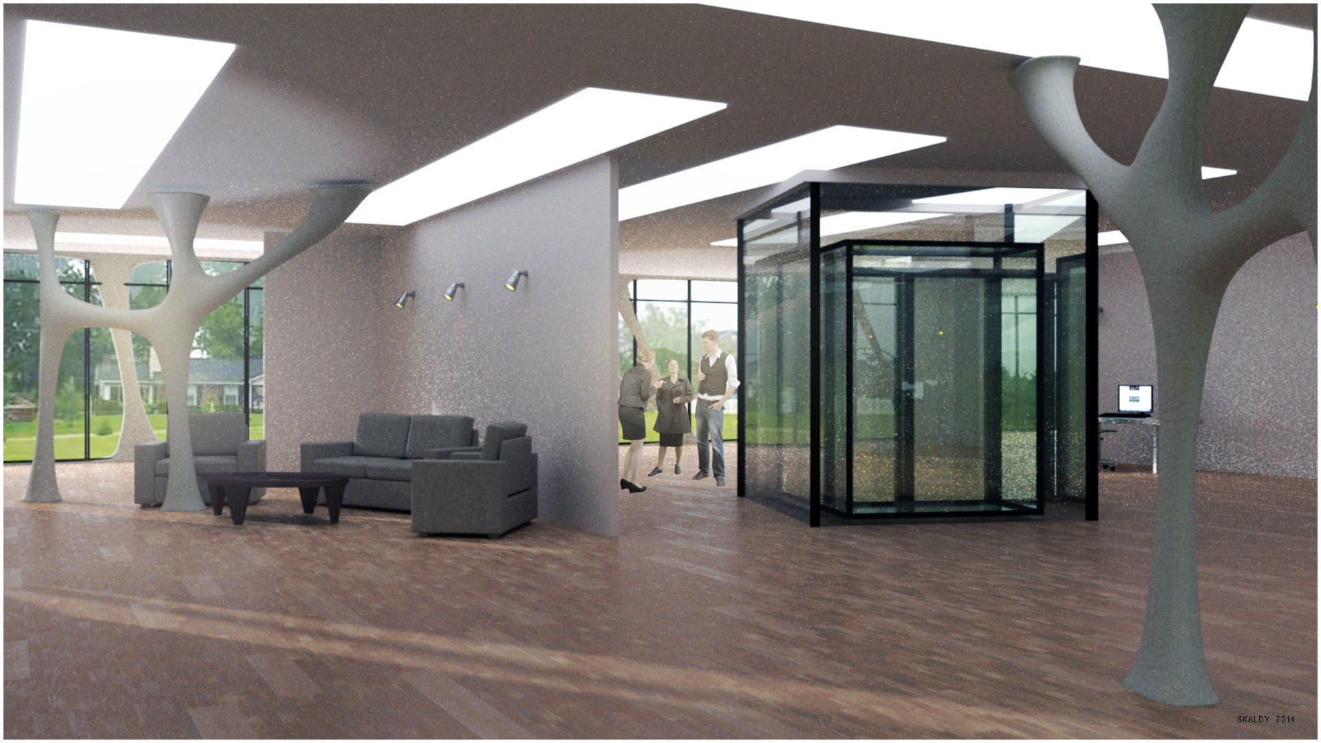 Cubic Building Low-poly 3D model_3