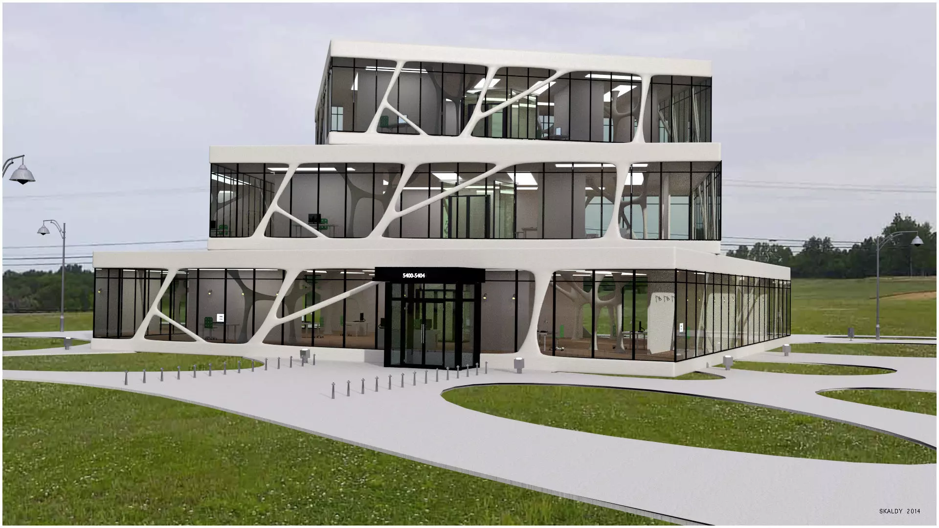 Cubic Building Low-poly 3D model_0