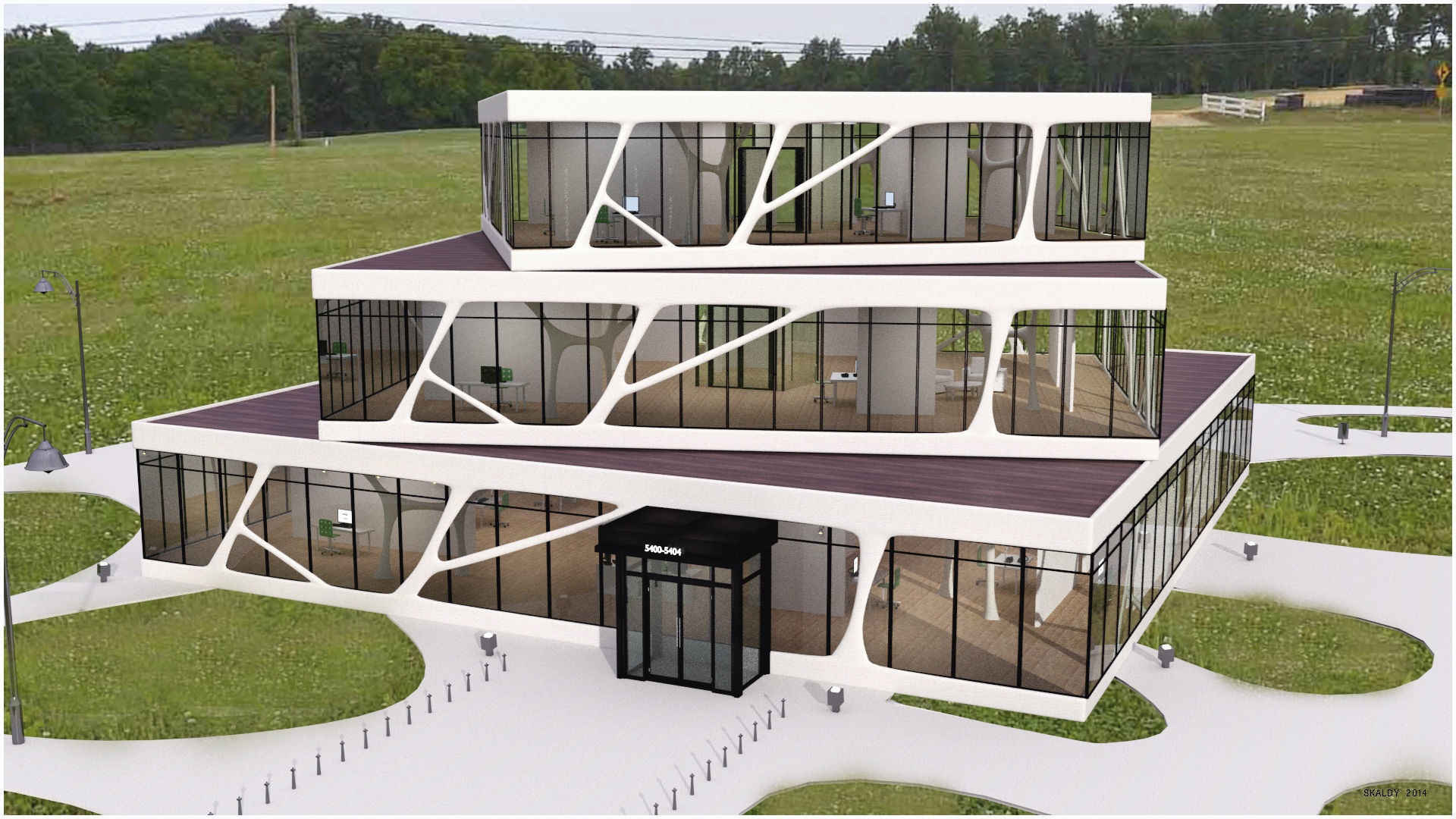 Cubic Building Low-poly 3D model_1