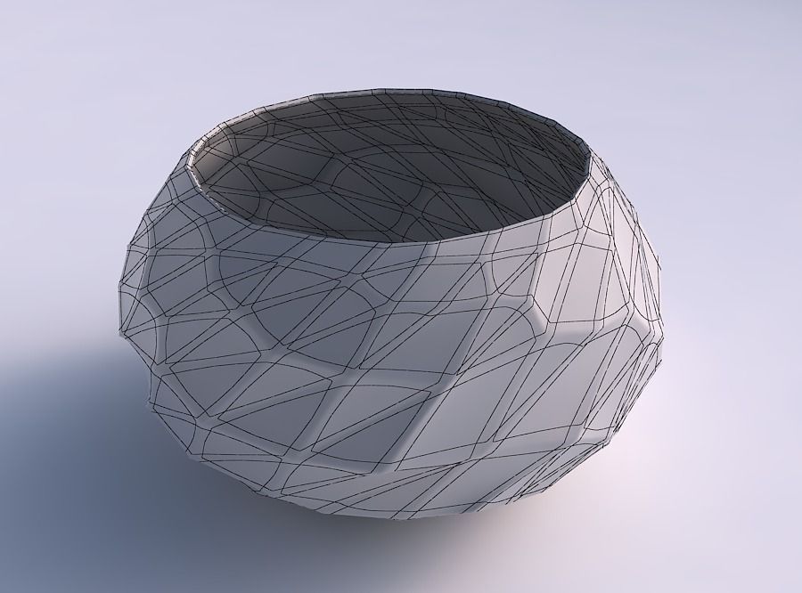 Bowl squeezed twisted with low-polygon 3D print model_5