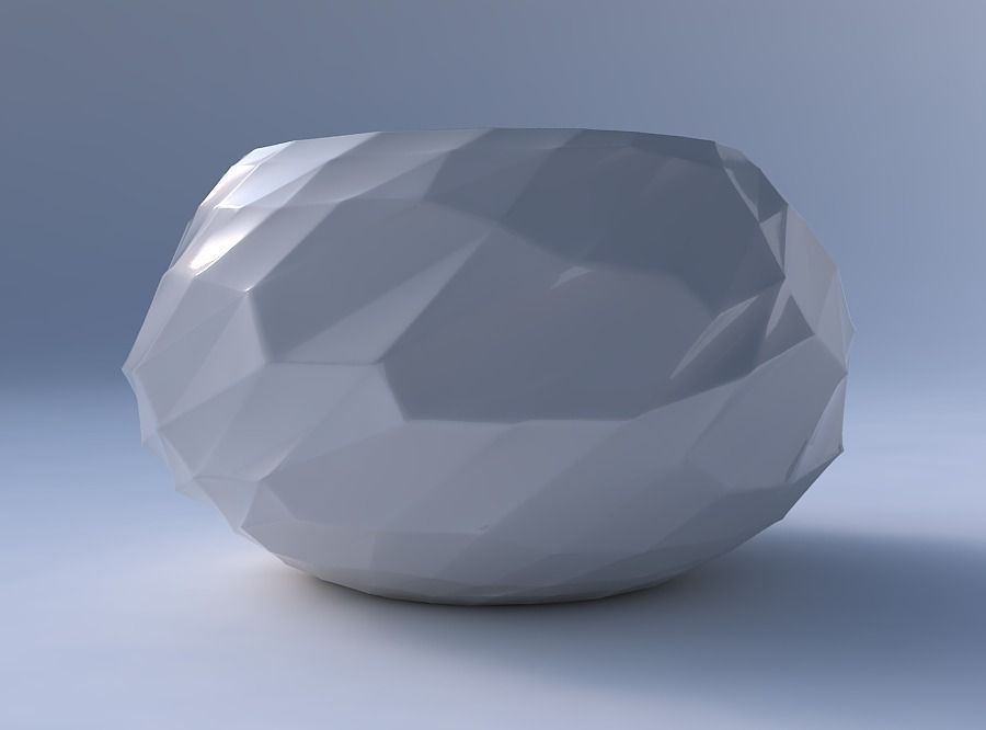 Bowl squeezed twisted with low-polygon 3D print model_4