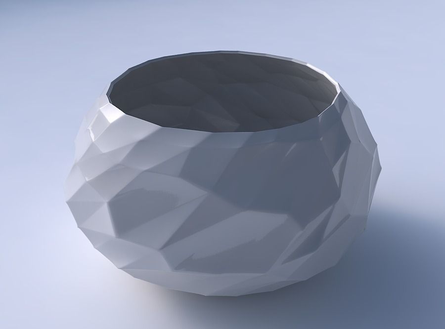 Bowl squeezed twisted with low-polygon 3D print model_3