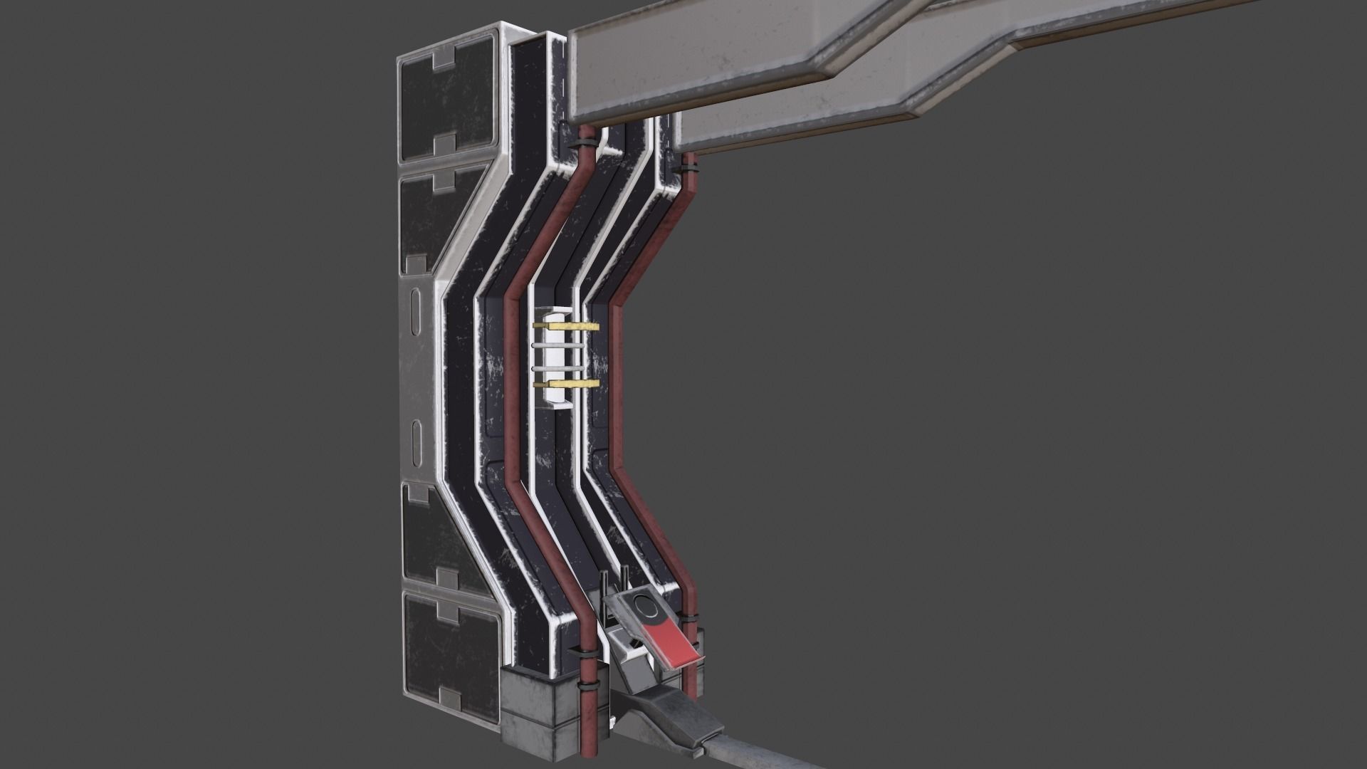 Sci-Fi Piller - Door Low-poly 3D model_2