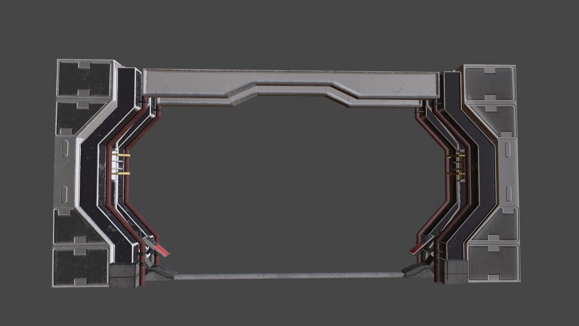 Sci-Fi Piller - Door Low-poly 3D model_5