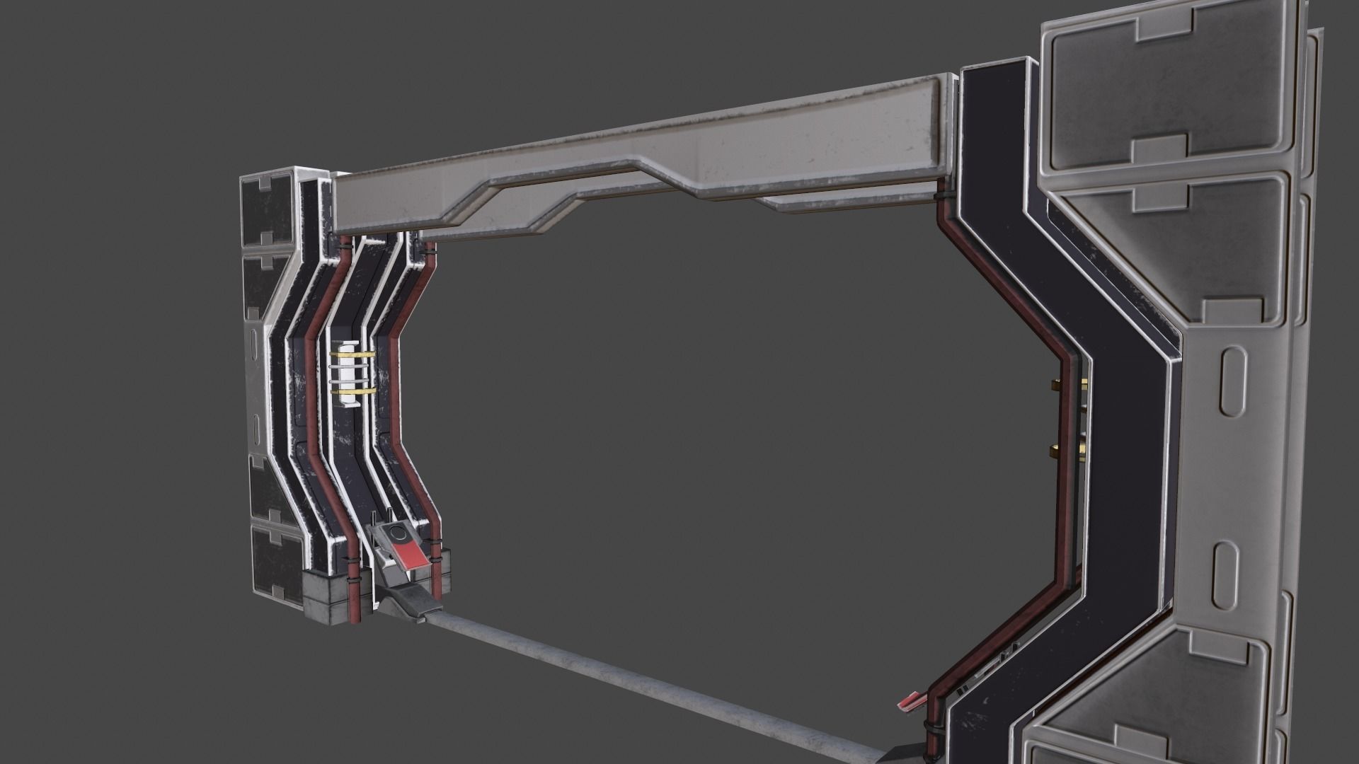 Sci-Fi Piller - Door Low-poly 3D model_4