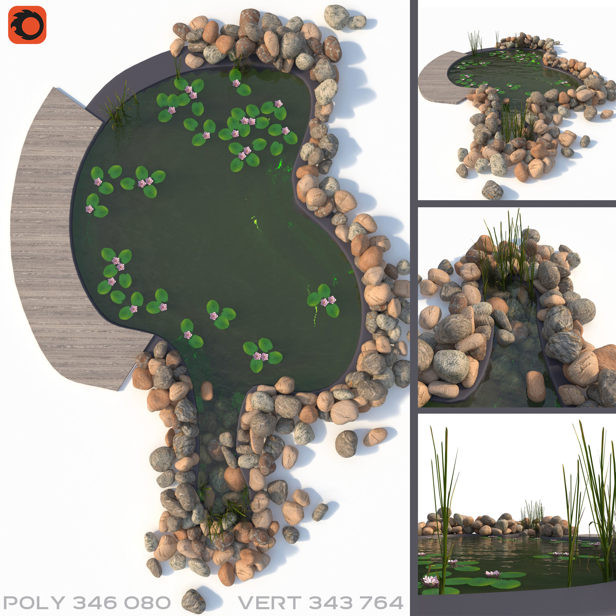 Garden Pond 3D model_0
