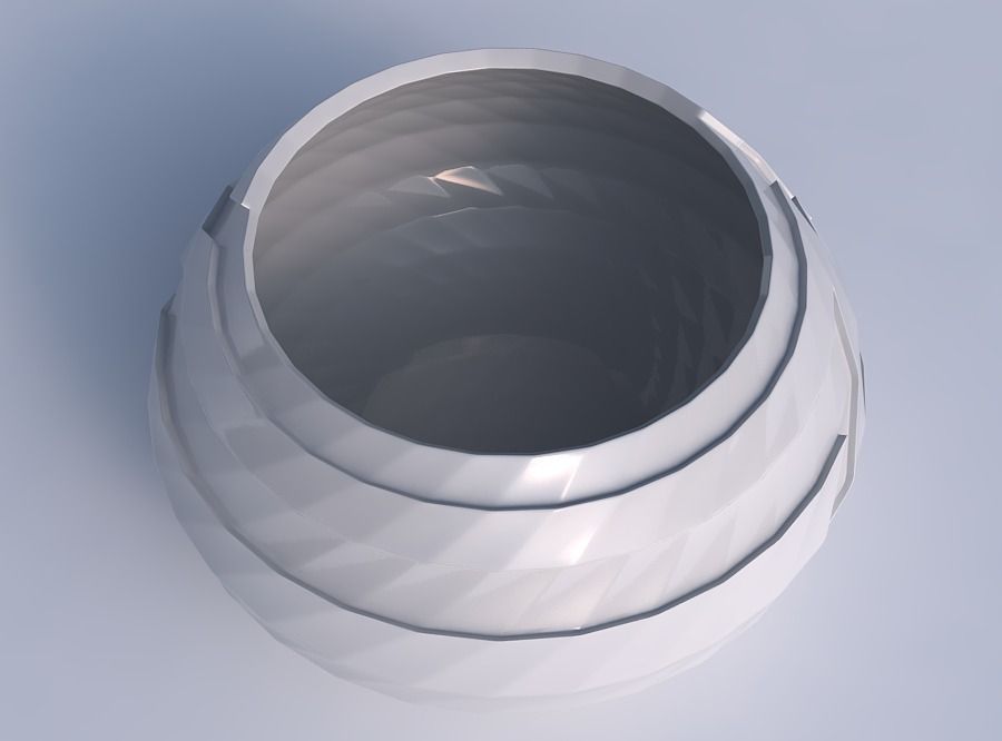 Bowl squeezed twisted with sharp ribbons 3D print model_1