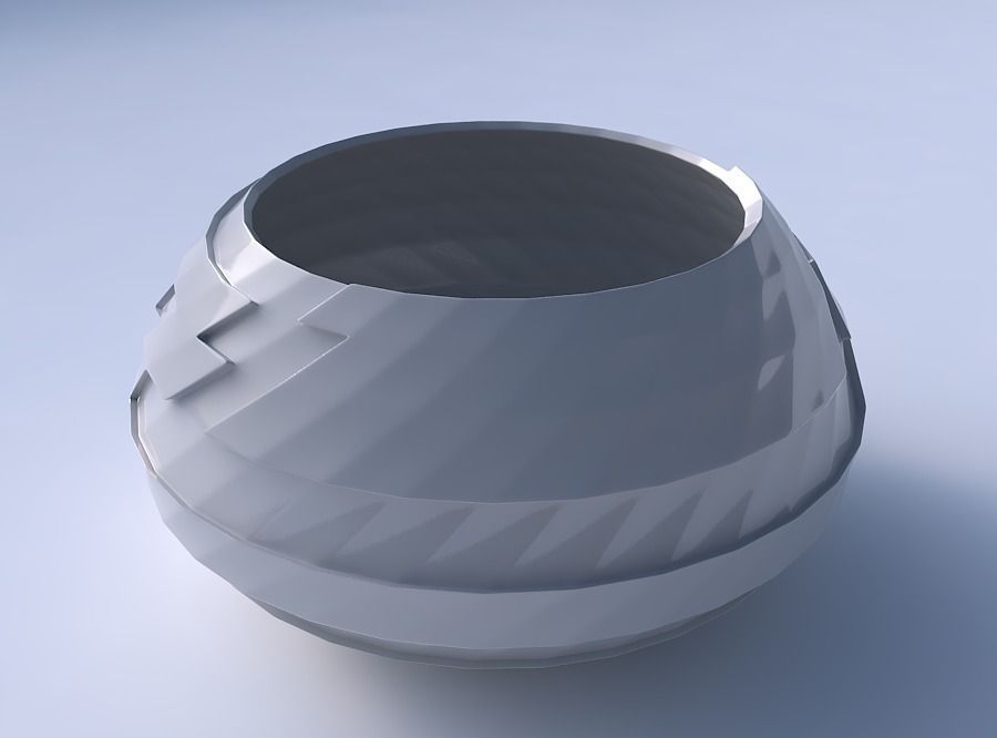 Bowl squeezed twisted with sharp ribbons 3D print model_3
