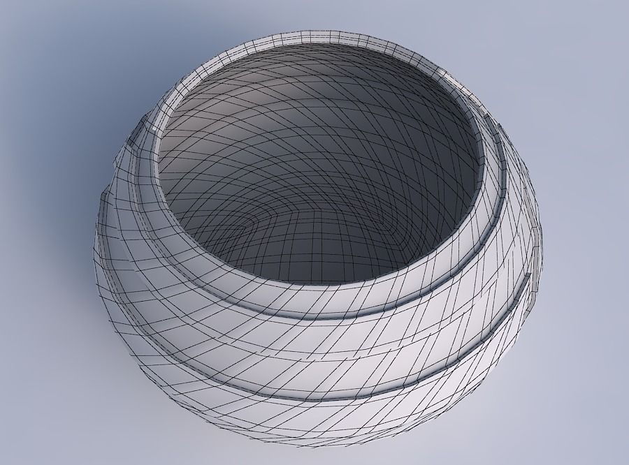 Bowl squeezed twisted with sharp ribbons 3D print model_6