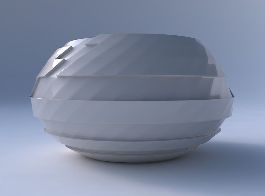 Bowl squeezed twisted with sharp ribbons 3D print model_4