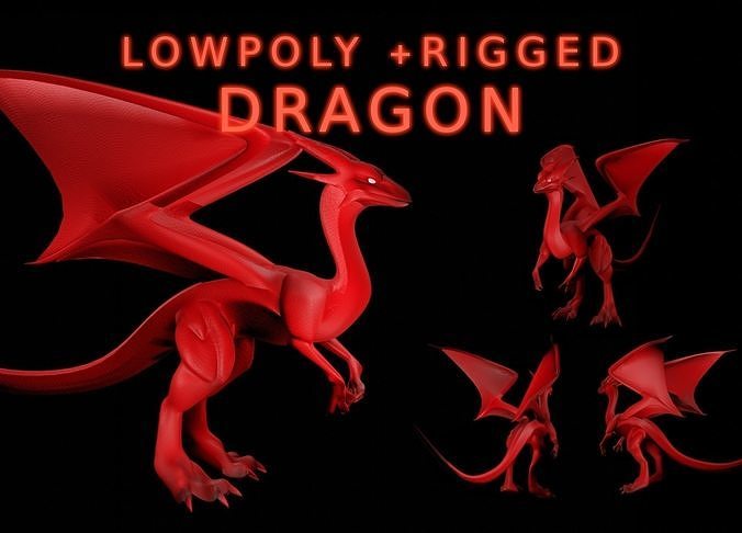 Fire Dragon Low-poly 3D model