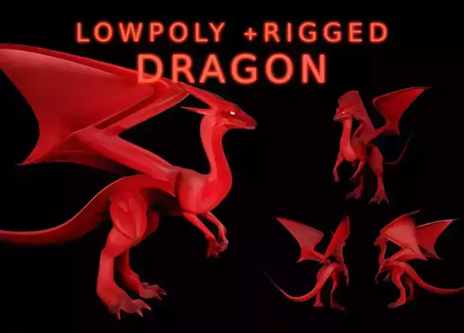 Fire Dragon Low-poly 3D model