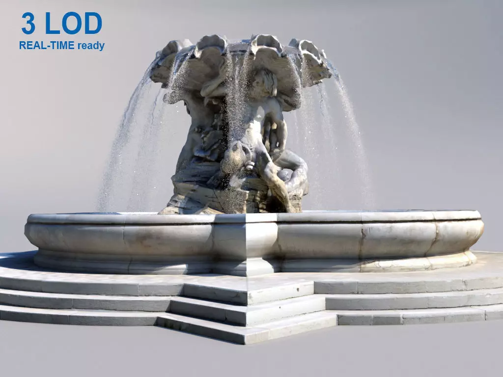 Triton fountain Low-poly 3D model_0