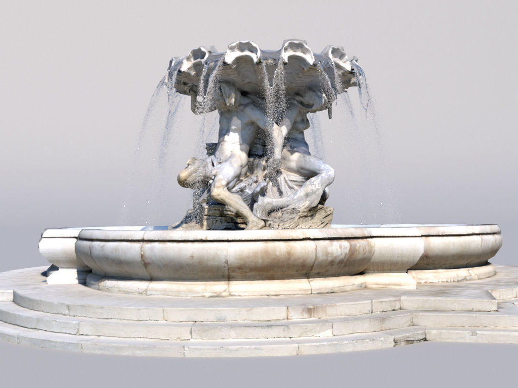 Triton fountain Low-poly 3D model_1
