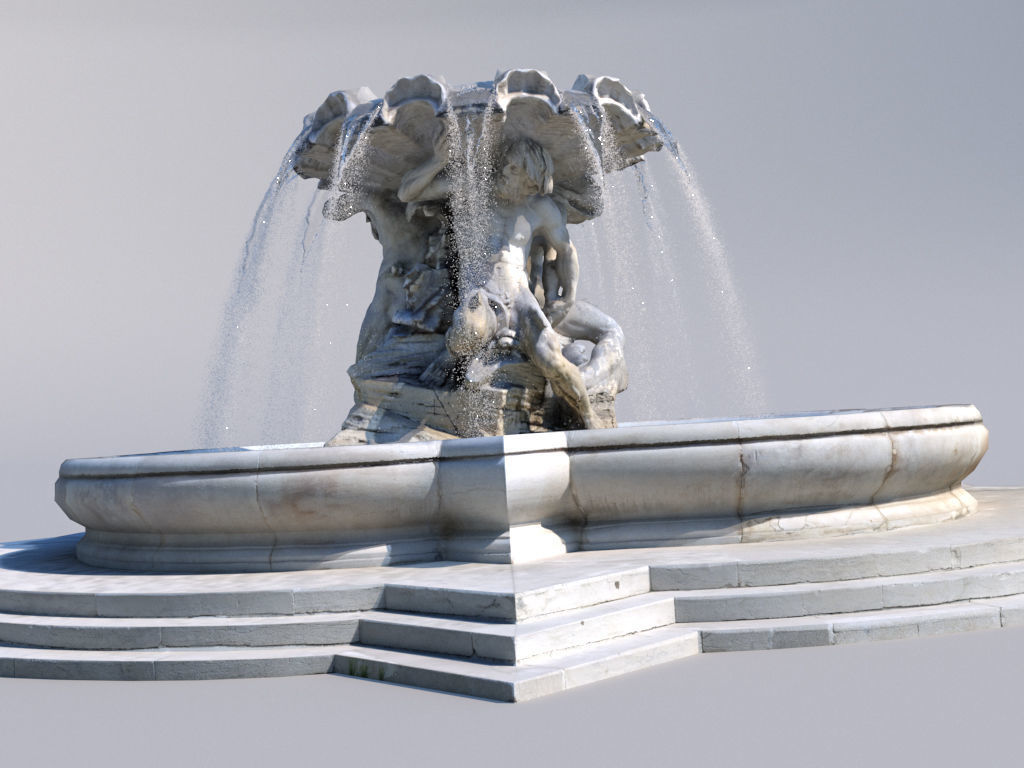 Triton fountain Low-poly 3D model_4