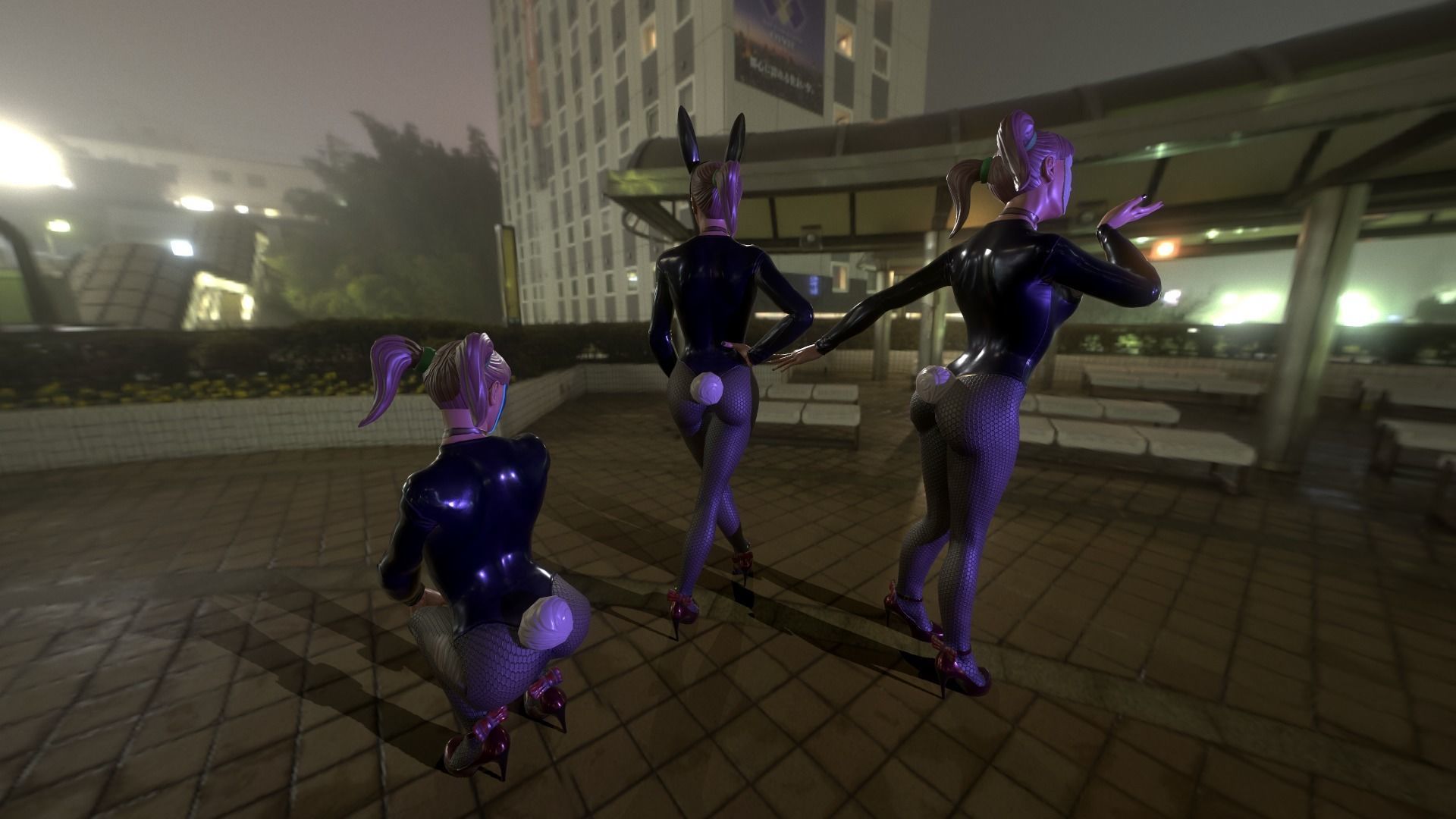 Bunny Girl with accesories Low-poly 3D model_9