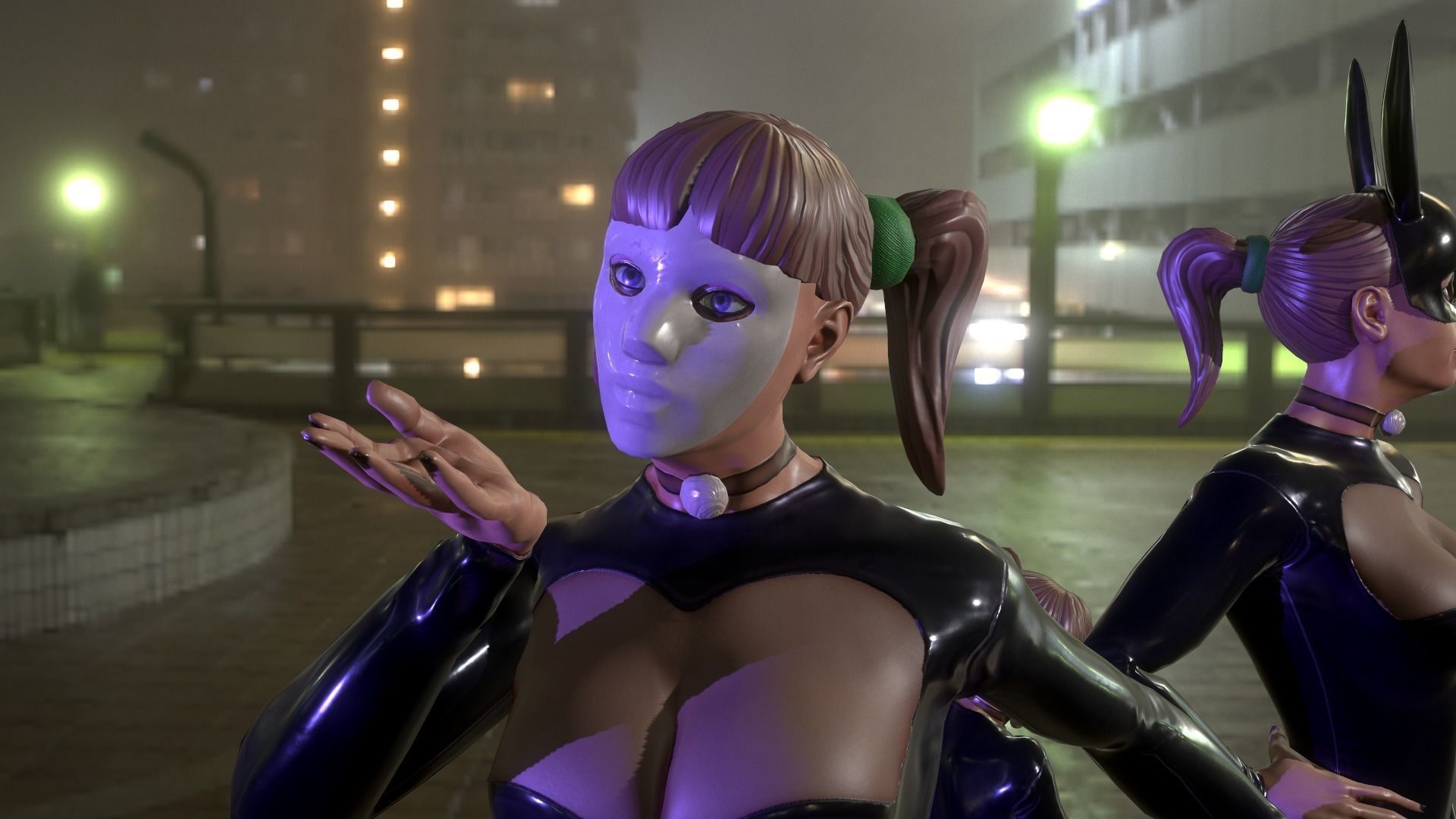 Bunny Girl with accesories Low-poly 3D model_10