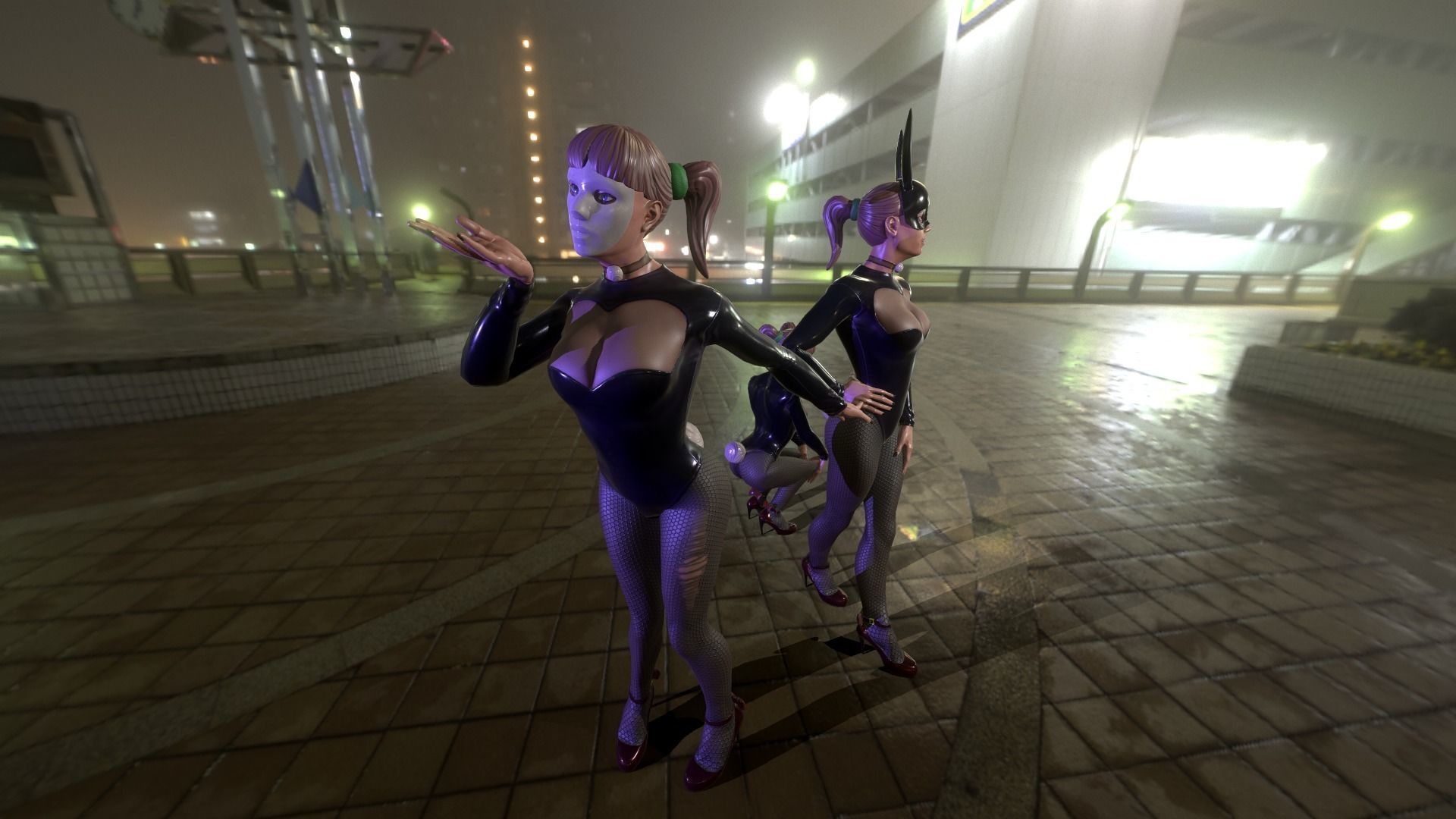 Bunny Girl with accesories Low-poly 3D model_5