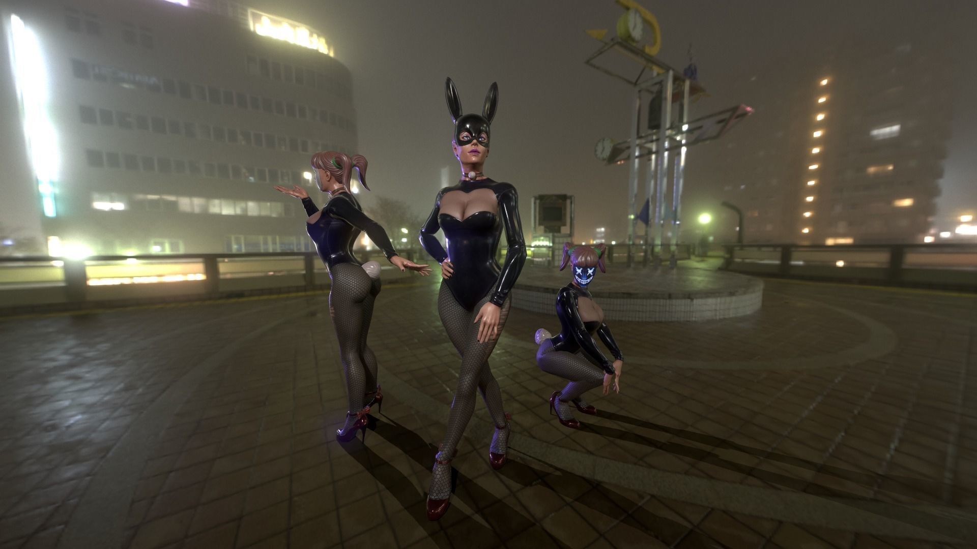 Bunny Girl with accesories Low-poly 3D model_4
