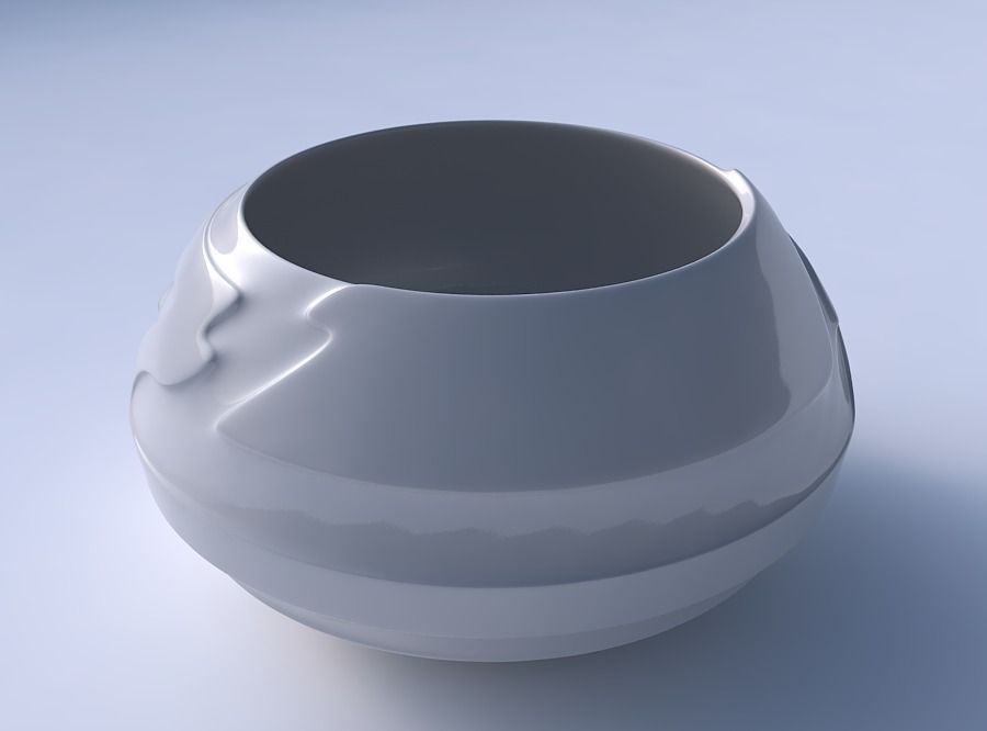 Bowl squeezed twisted with smooth ribbons 3D print model_3