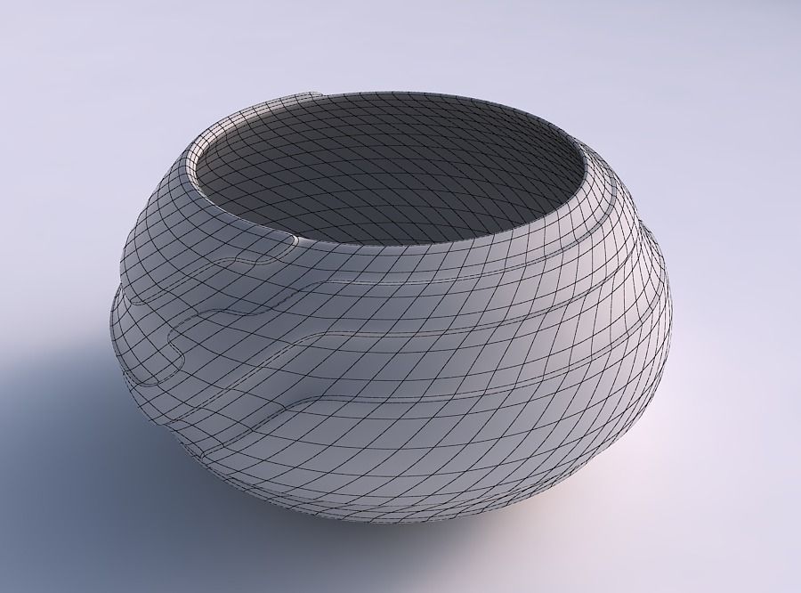 Bowl squeezed twisted with smooth ribbons 3D print model_5