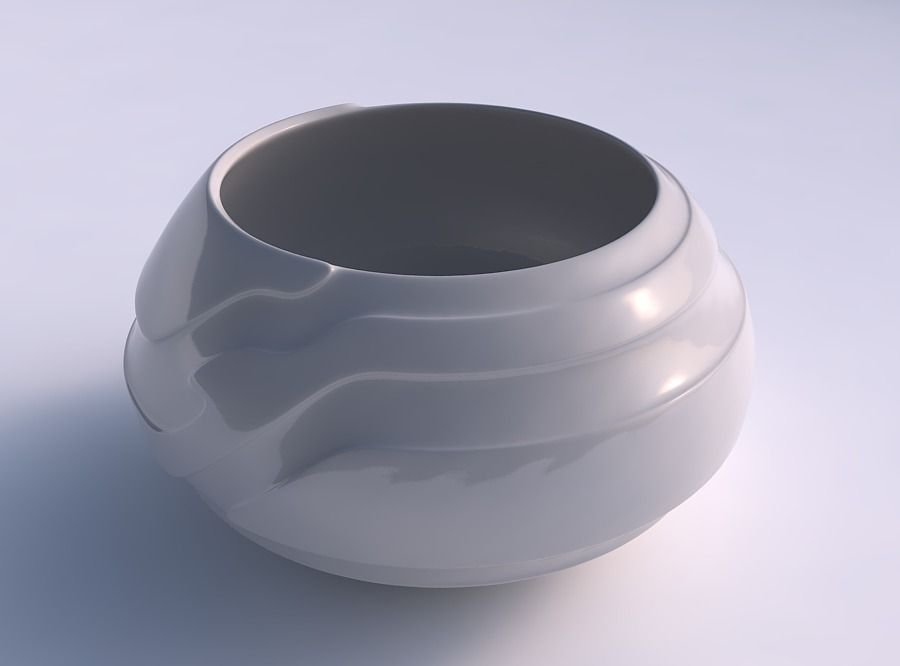 Bowl squeezed twisted with smooth ribbons 3D print model_0