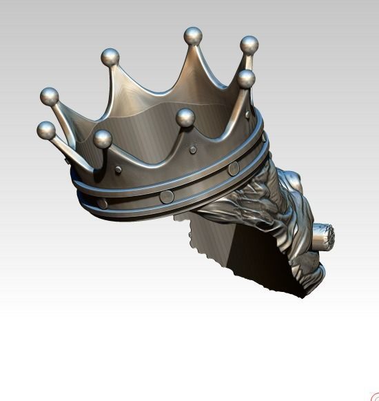Crown Prince Ring with sigar 3D print model_4