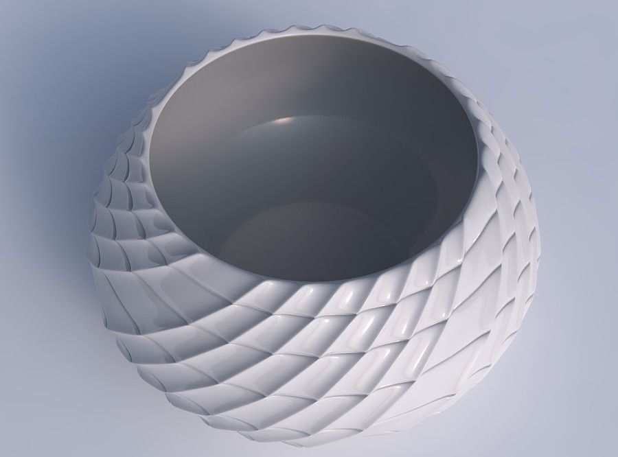 Bowl squeezed twisted with strange tiles 3D print model_1