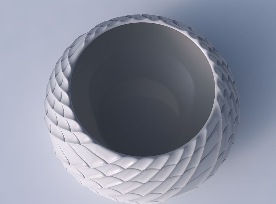 Bowl squeezed twisted with strange tiles 3D print model_2