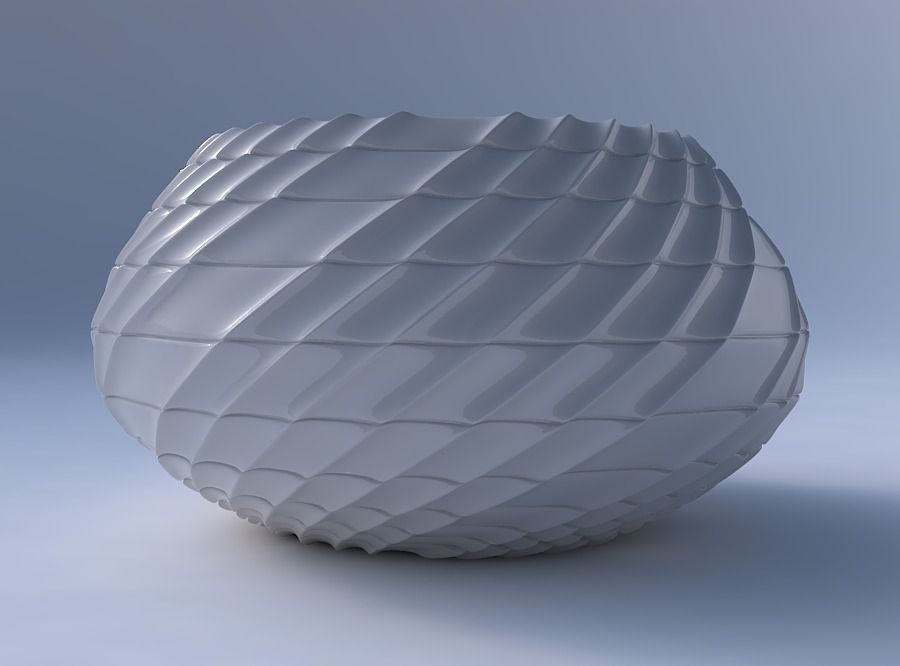 Bowl squeezed twisted with strange tiles 3D print model_4
