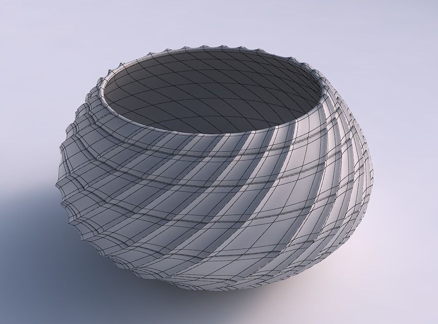 Bowl squeezed twisted with strange tiles 3D print model_5