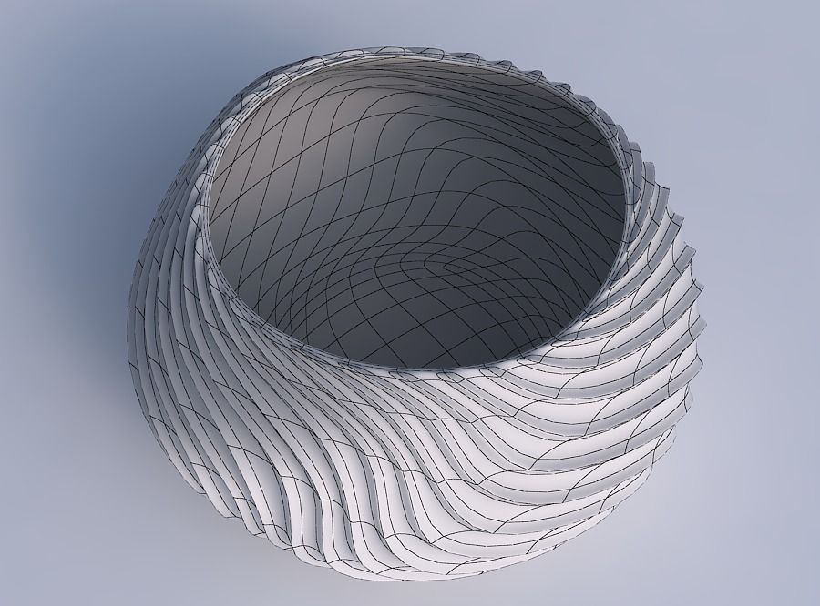Bowl squeezed twisted with wavy extruded lines 2 3D print model_6