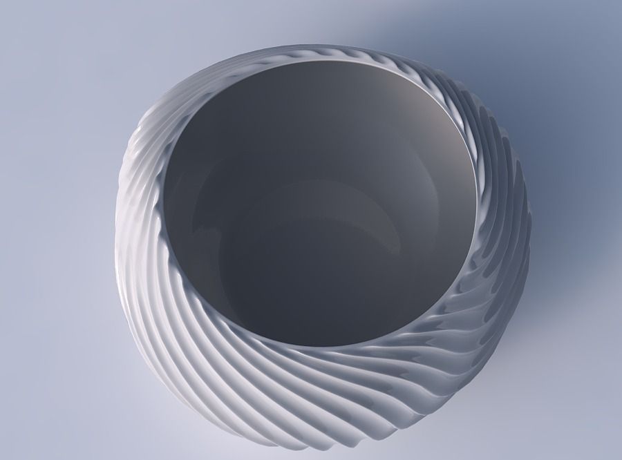 Bowl squeezed twisted with wavy extruded lines 2 3D print model_2