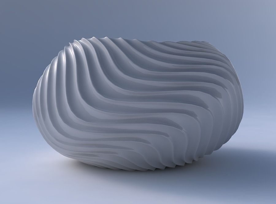 Bowl squeezed twisted with wavy extruded lines 2 3D print model_4