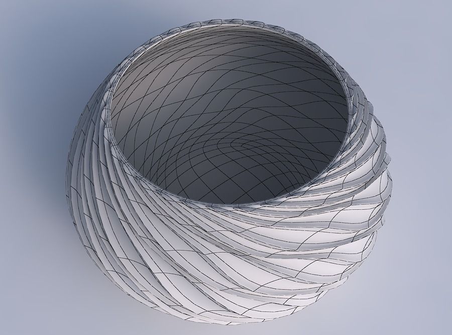Bowl squeezed twisted with wavy extruded lines 3D print model_6