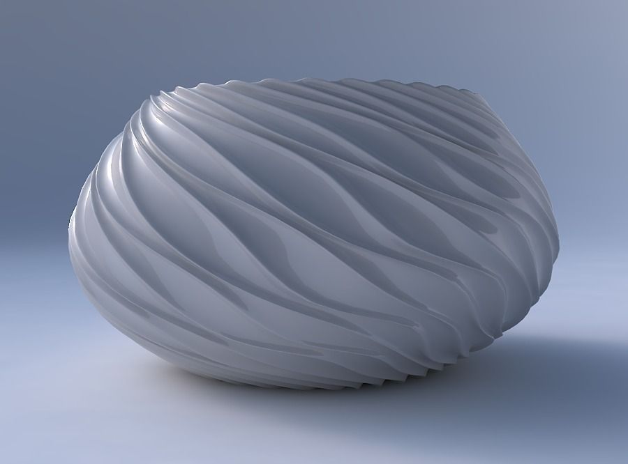 Bowl squeezed twisted with wavy extruded lines 3D print model_4