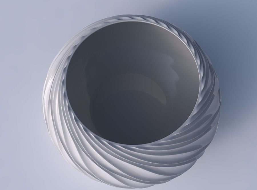Bowl squeezed twisted with wavy extruded lines 3D print model_2