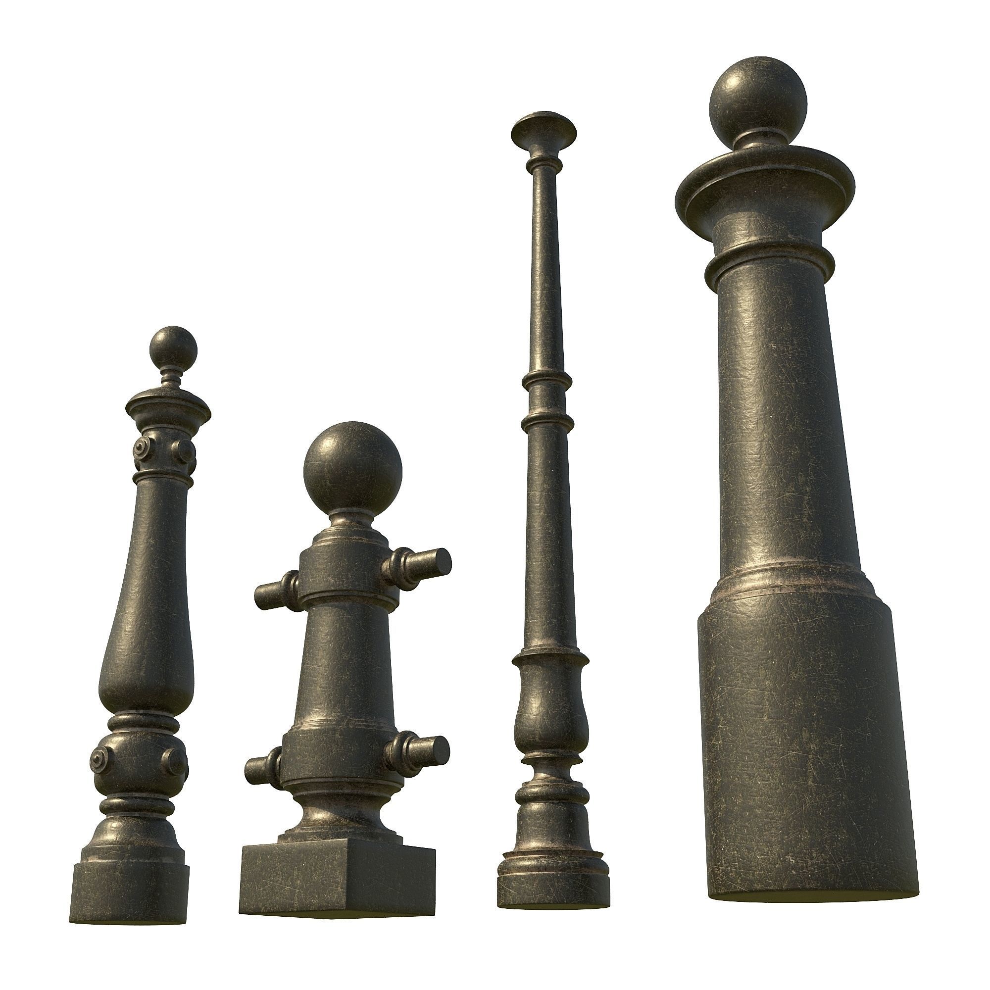Street cast iron posts P1-1 3D model_2