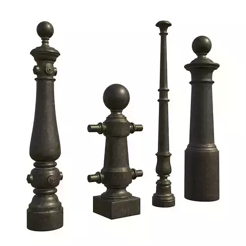 Street cast iron posts P1-1 3D model