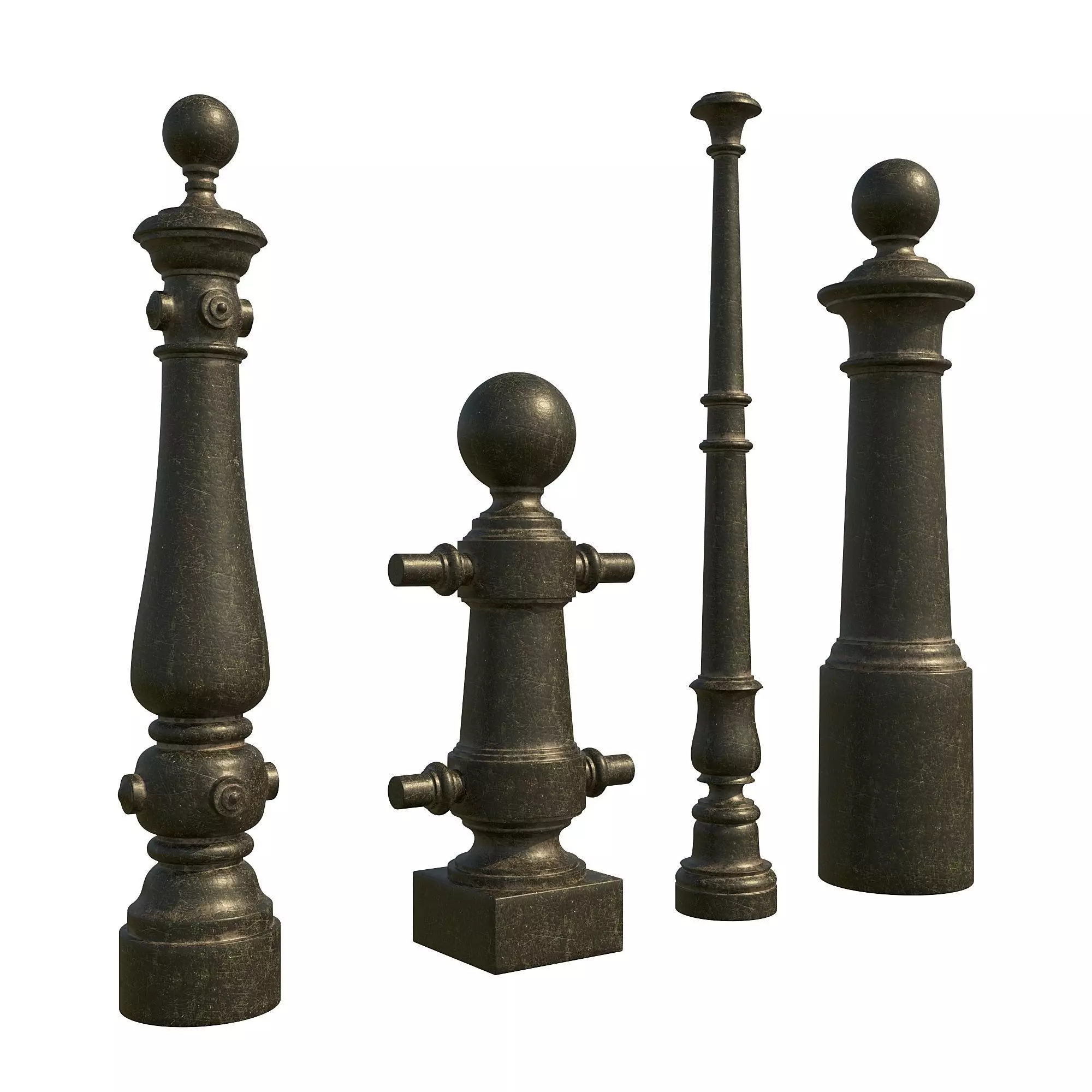Street cast iron posts P1-1 3D model_0