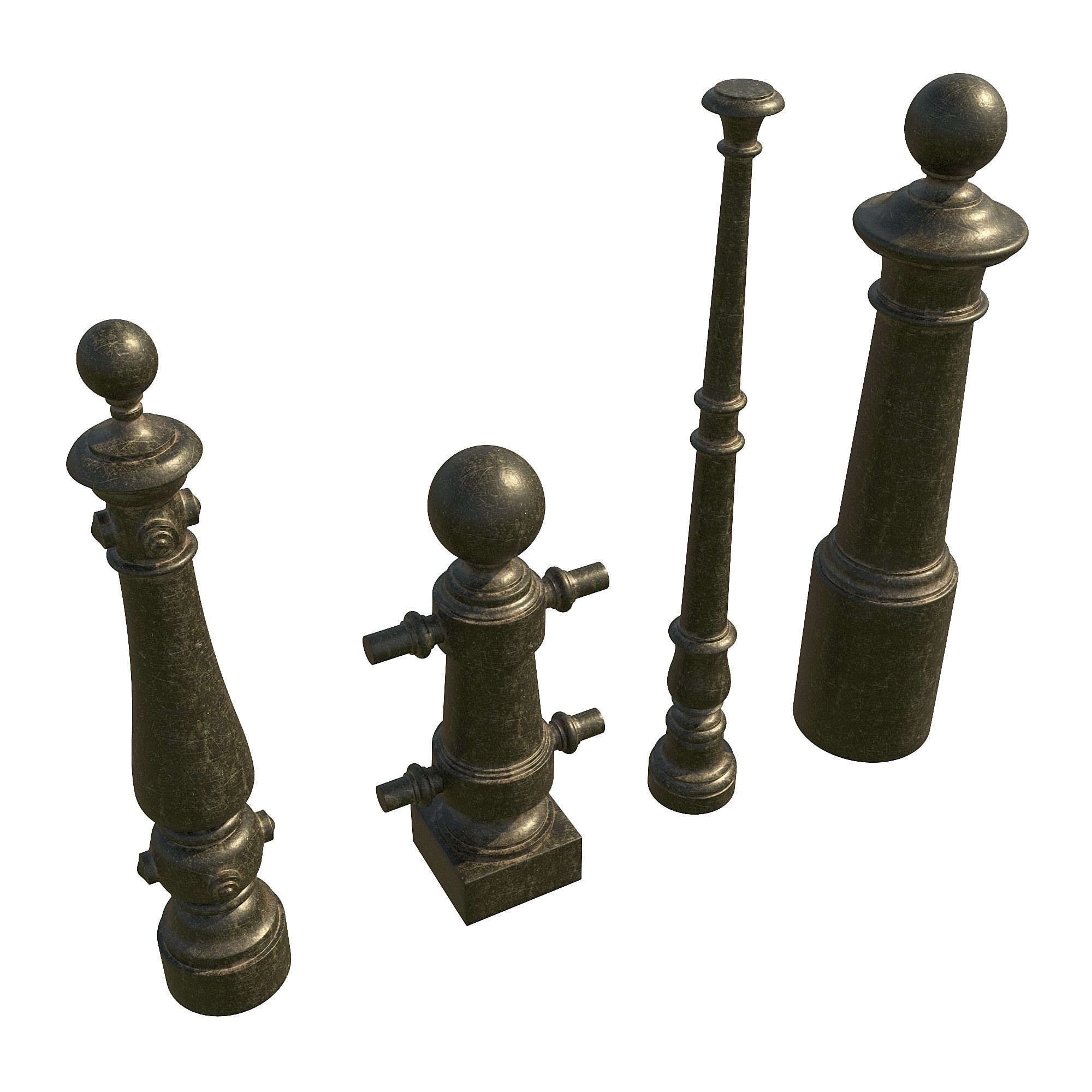 Street cast iron posts P1-1 3D model_1
