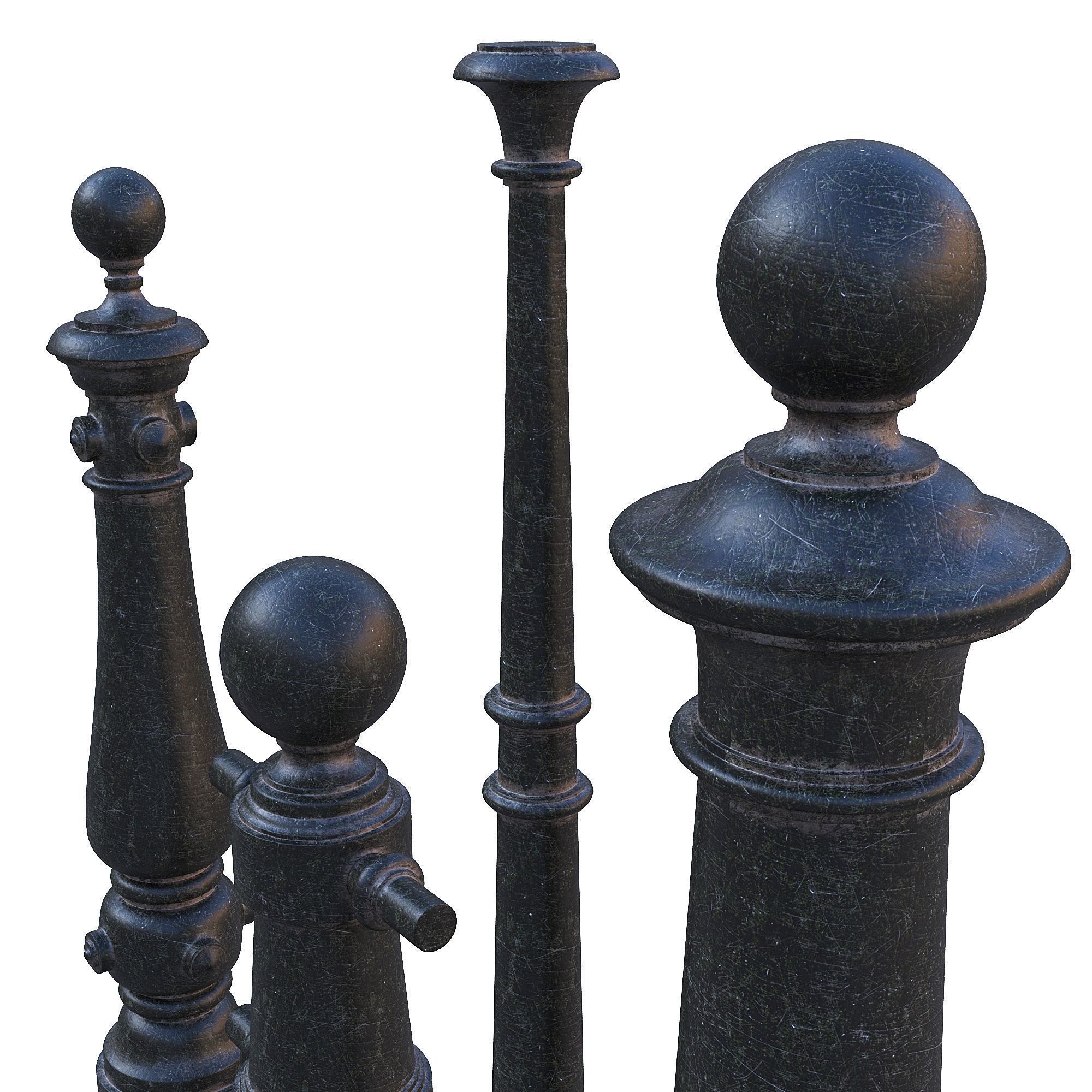 Street cast iron posts P1-1 3D model_4