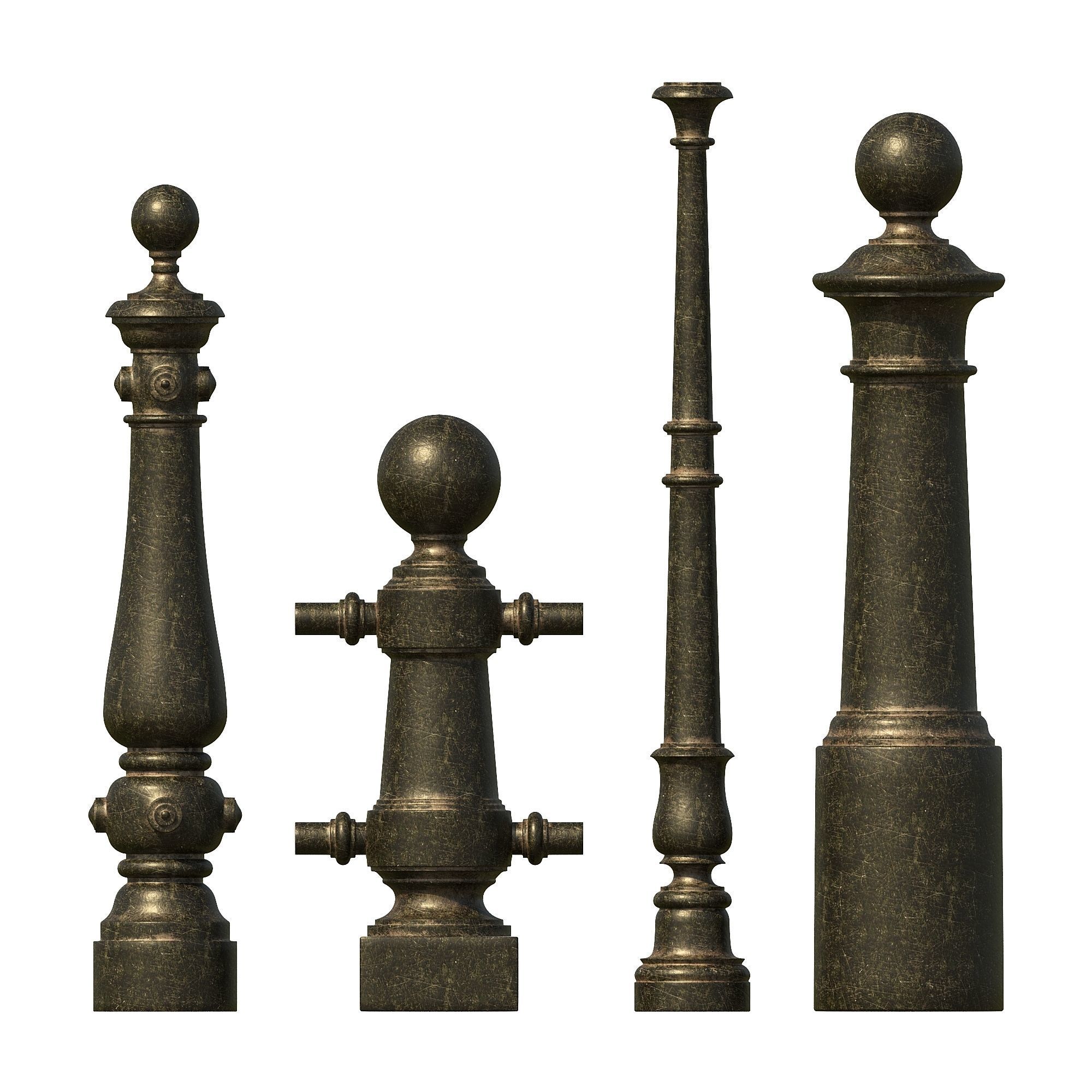 Street cast iron posts P1-1 3D model_3