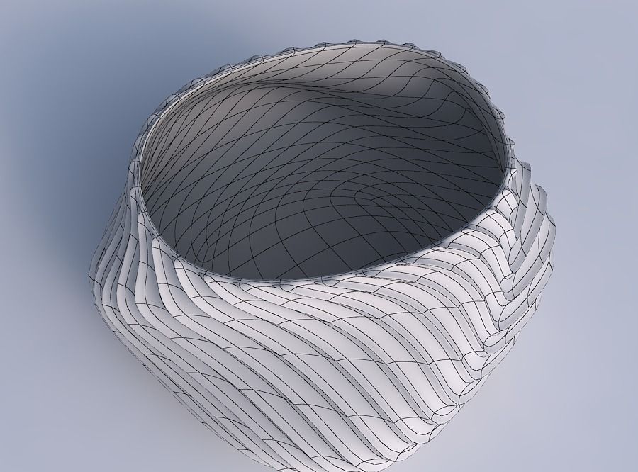 Bowl twisted elipse with bent extruded lines 3 3D print model_6