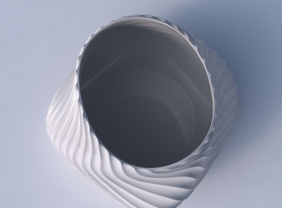 Bowl twisted elipse with bent extruded lines 3 3D print model_2