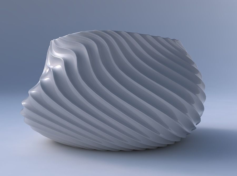 Bowl twisted elipse with bent extruded lines 3 3D print model_4