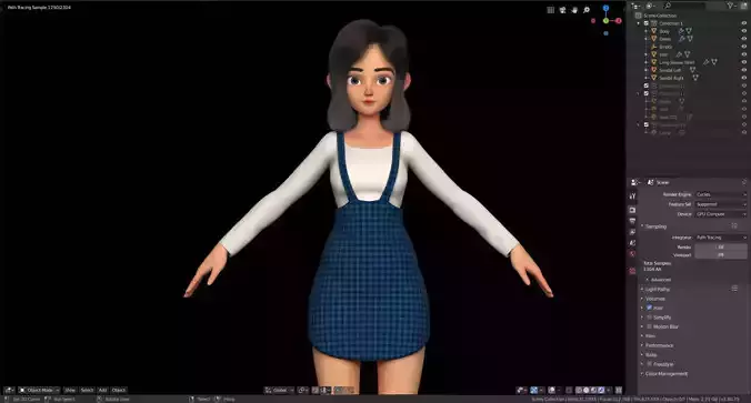 Amy Stylized Girl Character No 2 for Blender Cycles and Eevee