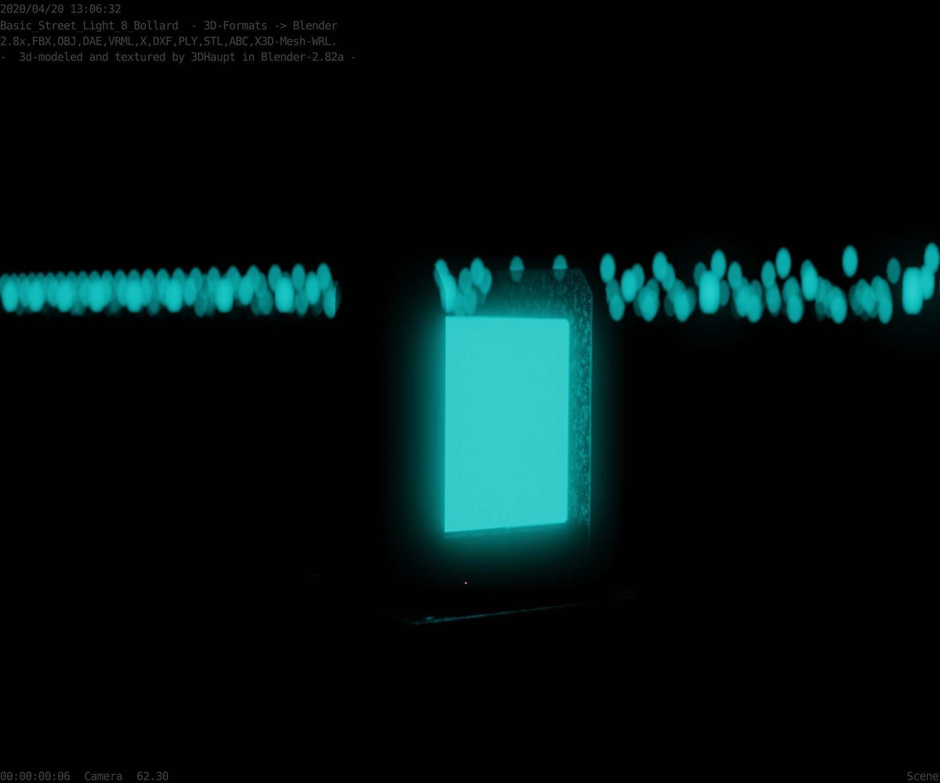 Street Light 8 Bollard 200mm Basic Version 1 Low-poly 3D model_24
