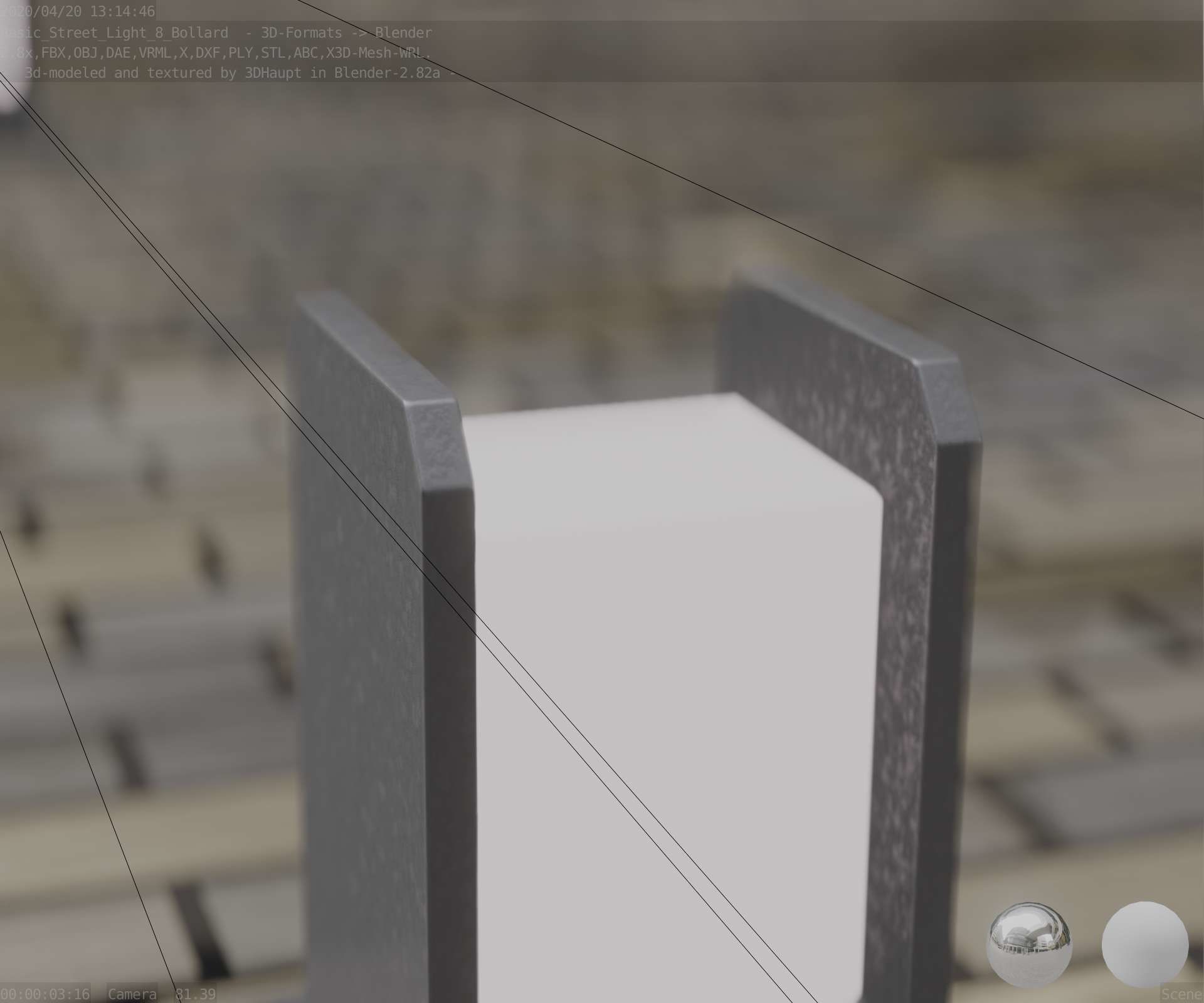 Street Light 8 Bollard 200mm Basic Version 1 Low-poly 3D model_19