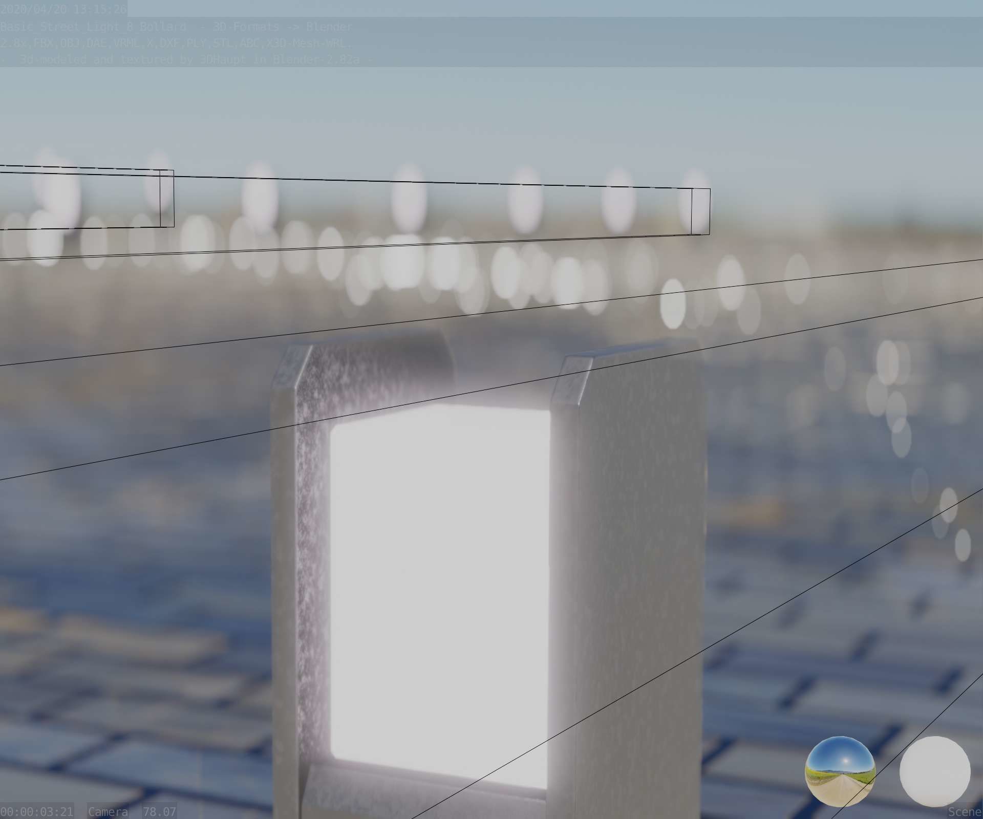 Street Light 8 Bollard 200mm Basic Version 1 Low-poly 3D model_93